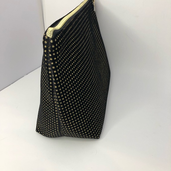 JUICY COUTURE WOMENS NEW PYRAMID BEAUTY BAG COSMETIC TRAVEL MAKE UP GOLD BLACK - Picture 5 of 7